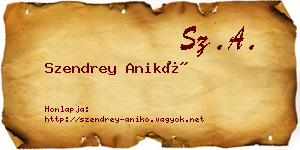 Szendrey Anikó névjegykártya